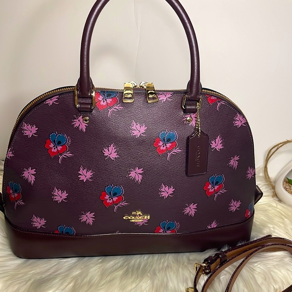 🌸COACH® Brown and Pink Satchel with Floral Design🌸